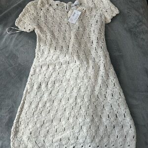 INTERMIX Cream Crochet Mini Dress